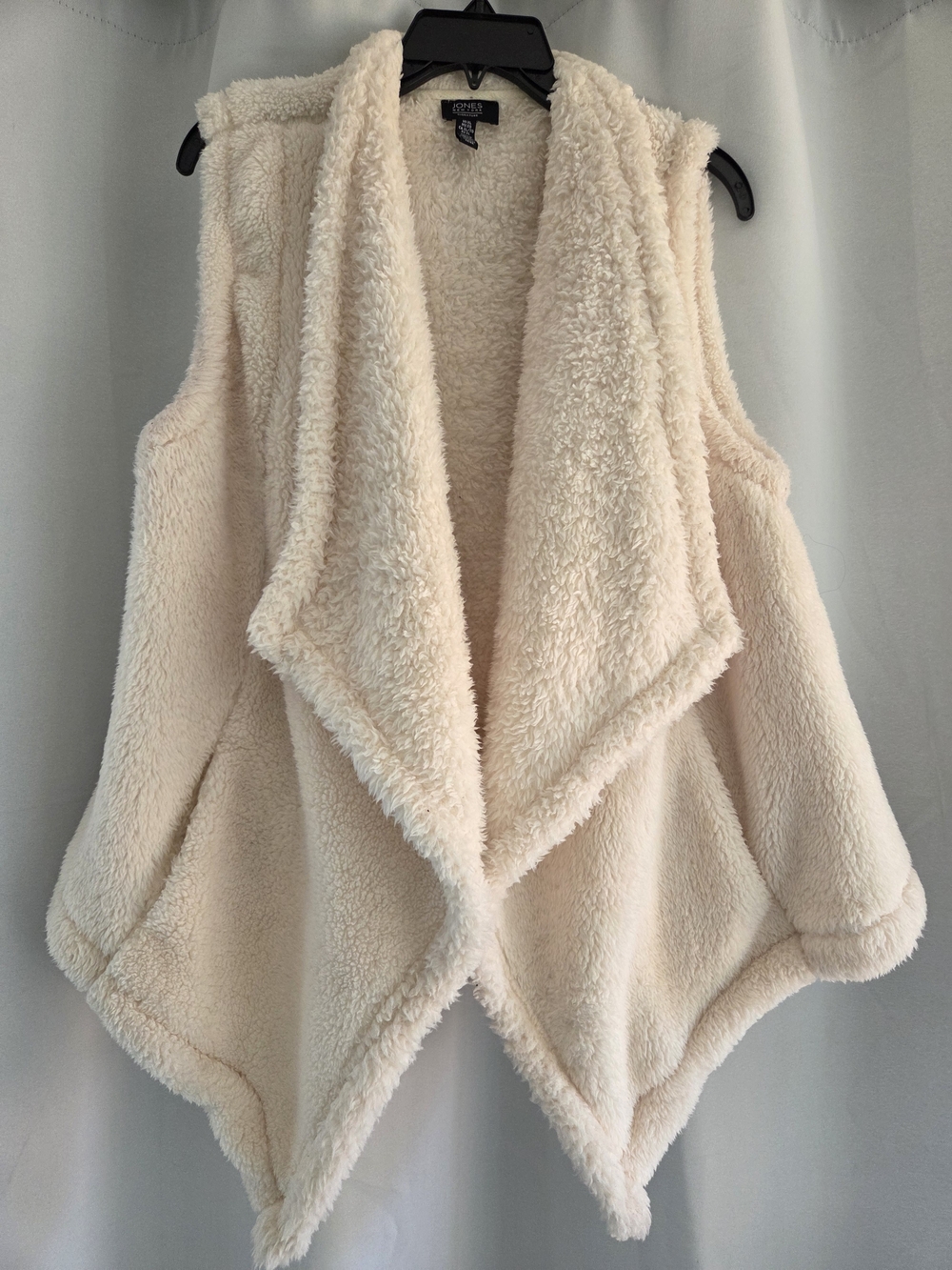 Jones New York Cream Sherpa Open-Front Vest